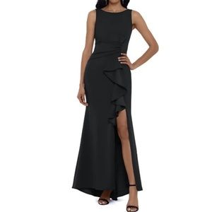 Betsy Adam Womens Sleeveless Ruffle-Deta Black